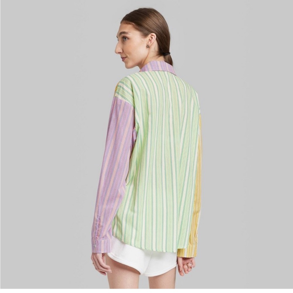 NWT Wild Fable patchwork button down - Picture 2 of 5